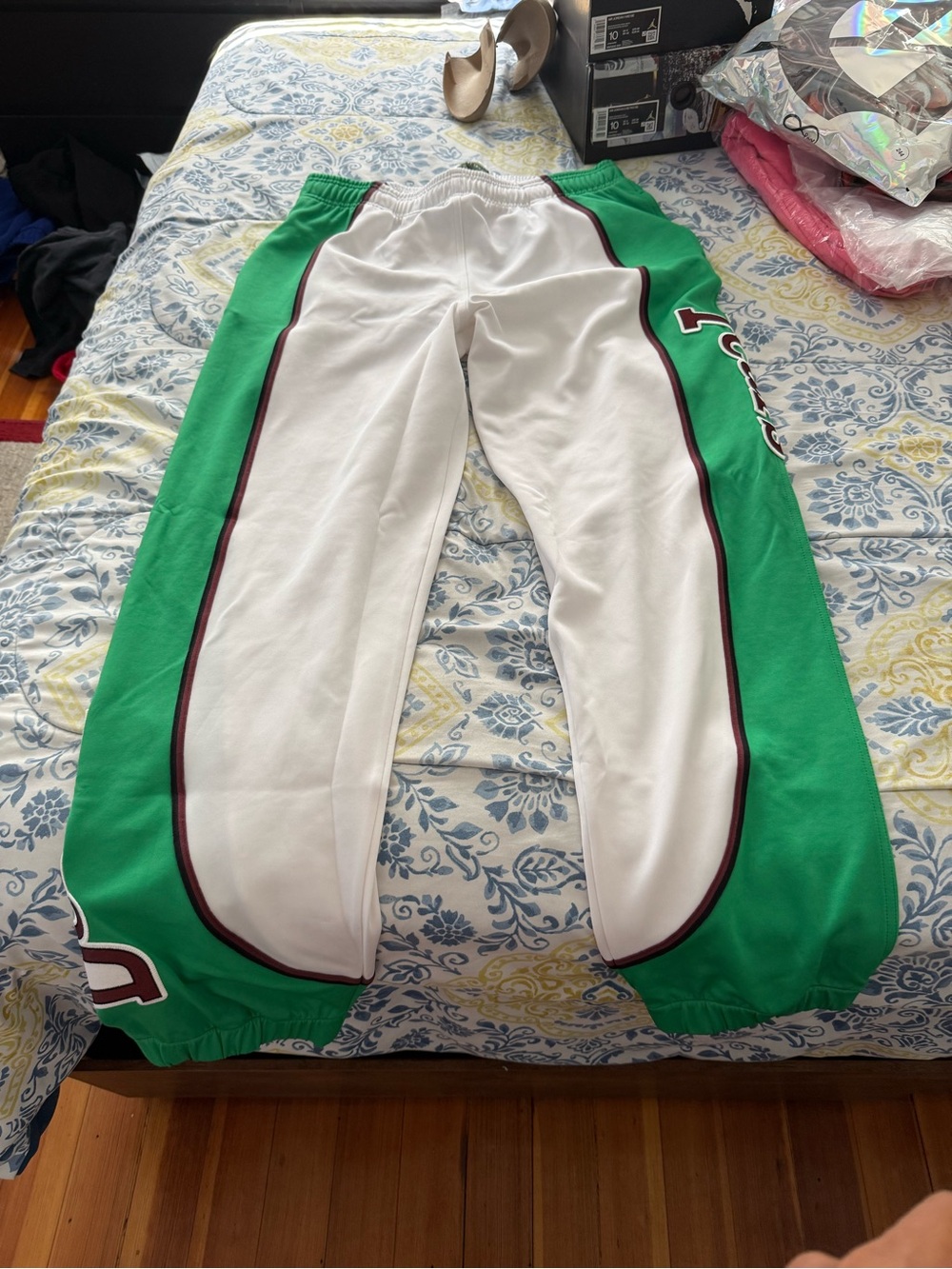Denim tears Green and White Side-Panel Track Pants Size XL